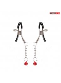 Серебристые зажимы на соски с шариками на цепочках - Notabu - купить с доставкой в Сочи