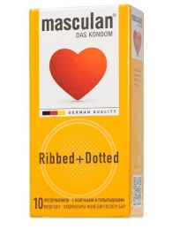 Презервативы с колечками и пупырышками Masculan Ribbed+Dotted - 10 шт. - Masculan - купить с доставкой в Сочи