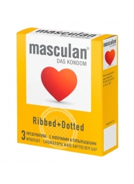 Презервативы с колечками и пупырышками Masculan Ribbed+Dotted - 3 шт. - Masculan - купить с доставкой в Сочи