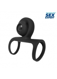 Черная вибронасадка на пенис Sex Expert - Sex Expert - в Сочи купить с доставкой