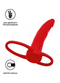Красная насадка на пенис для двойного проникновения Black Red - 16,5 см. - ToyFa - купить с доставкой в Сочи