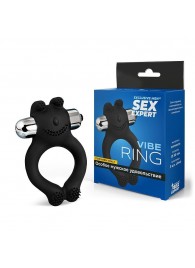 Черное силиконовое эрекционное виброкольцо Sex Expert - Sex Expert - в Сочи купить с доставкой