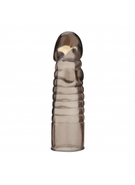Дымчатая насадка-удлинитель Ribbed Realistic Penis Enhancing Sleeve Extension - 15,2 см. - BlueLine - в Сочи купить с доставкой