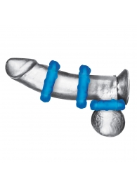 Комплект из трех голубых эрекционных колец 3-Pack Ribbed Rider Cock Ring Set - BlueLine - в Сочи купить с доставкой