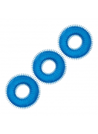 Комплект из трех голубых колец для эрекции 3-Pack Ultra-Stim Stretch Cock Rings - BlueLine - в Сочи купить с доставкой