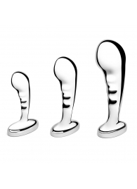 Набор из 3 стальных стимуляторов простаты Stainless Steel P-spot Training Set - b-Vibe - в Сочи купить с доставкой