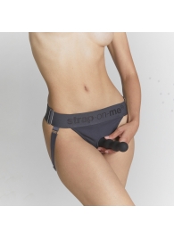Серые трусики для фиксации насадок Strap-on-me Harness Lingerie Unique - Strap-on-me - купить с доставкой в Сочи