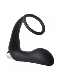 Черное эрекционное кольцо с вибропробкой Vibrating Anal Plug With Cockring - Dream Toys - в Сочи купить с доставкой