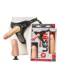 Телесный страпон Harness LESBI с вагинальной пробкой - 16,5 см. - LOVETOY (А-Полимер) - купить с доставкой в Сочи