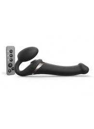 Черный безремневой страпон Multi Orgasm Size M с клиторальной стимуляцией - Strap-on-me - купить с доставкой в Сочи
