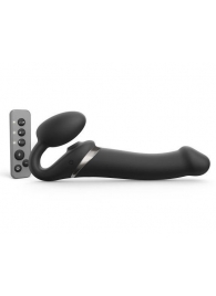Черный безремневой страпон Multi Orgasm Size L с клиторальной стимуляцией - Strap-on-me - купить с доставкой в Сочи