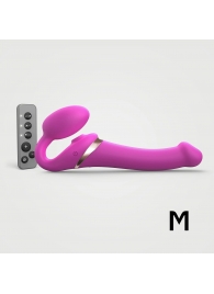 Ярко-розовый безремневой страпон Multi Orgasm Size M с клиторальной стимуляцией - Strap-on-me - купить с доставкой в Сочи