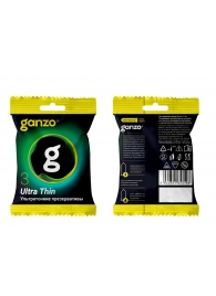 Ультратонкие презервативы Ganzo Ultra thin в мягкой упаковке - 3 шт. - Ganzo - купить с доставкой в Сочи