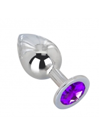Большой плаг из стали с фиолетовым кристаллом Violet Dream - 9,5 см. - Erotic Fantasy - купить с доставкой в Сочи