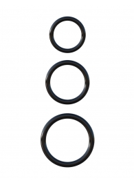 Набор из трех черных эрекционных колец Silicone 3-Ring Stamina Set - Pipedream - в Сочи купить с доставкой