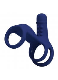 Синяя вибронасадка на пенис Vibrating Penis Sling - Baile - в Сочи купить с доставкой