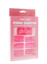 Набор из 7 розовых насадок на пенис ONE-A-DAY PENIS SLEEVES PINK - Seven Creations - в Сочи купить с доставкой