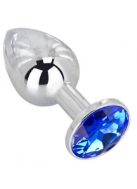 Анальное украшение BUTT PLUG  Small с синим кристаллом - 7 см. - Anal Jewelry Plug - купить с доставкой в Сочи