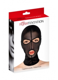 Черная сетчатая маска на голову с отверстиями для глаз и рта - Fetish Tentation - купить с доставкой в Сочи