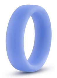 Голубое люминесцентное кольцо Silicone Glo Cock Ring - Blush Novelties - в Сочи купить с доставкой