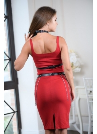 Черно-серебристая портупея-юбка plus size с цепочками - БДСМ Арсенал - купить с доставкой в Сочи