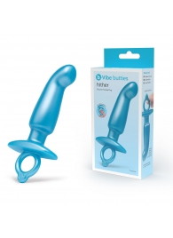 Голубая анальная пробка для массажа простаты Hither Silicone Prostate Plug - 14,3 см. - b-Vibe - в Сочи купить с доставкой