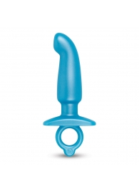 Голубая анальная пробка для массажа простаты Hither Silicone Prostate Plug - 14,3 см. - b-Vibe - в Сочи купить с доставкой