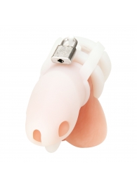 Белая клетка для пениса Silicone Small 2 in Cock Cage With Ball Divider - BlueLine - купить с доставкой в Сочи