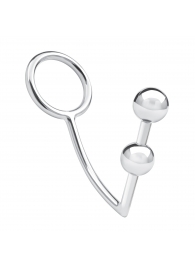 Кольцо на пенис с анальным стимулятором Two Bead Stainless Steel Anal Hook   Cock Ring - BlueLine - в Сочи купить с доставкой