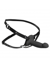 Черный полый страпон с вибрацией 2’’ Erection 28X Smooth Vibrating Silicone Penis Sheath - XR Brands - купить с доставкой в Сочи