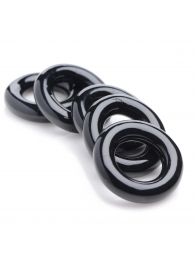 Комплект из 5 черных эрекционных колец для мошонки Ring Master Custom Ball Stretcher Kit - XR Brands - в Сочи купить с доставкой