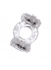 Прозрачное виброкольцо с двумя вибропульками - Toyfa Basic - в Сочи купить с доставкой