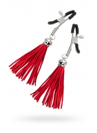 Зажимы на соски «Прищепки» с красными кисточками из замши - Pecado - купить с доставкой в Сочи