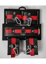 Черно-красный набор фиксаций: наручники, оковы и ошейник - Crazy Handmade - купить с доставкой в Сочи