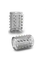 Прозрачная насадка с шипами и шишечками STAY HARD COCK SLEEVE 03 CLEAR - Blush Novelties - в Сочи купить с доставкой