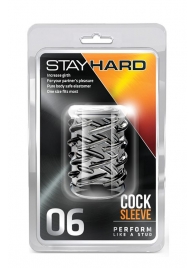 Прозрачная насадка с объёмными чёрточками STAY HARD COCK SLEEVE 06 CLEAR - Blush Novelties - в Сочи купить с доставкой