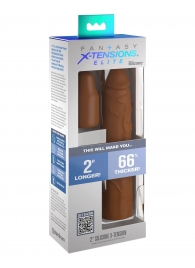 Коричневая насадка на член 2  Silicone X-tension - 20,3 см. - Pipedream - в Сочи купить с доставкой