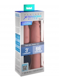 Телесная вибронасадка на член 3  Vibrating Mega X-tension with Remote - 22,9 см. - Pipedream - в Сочи купить с доставкой