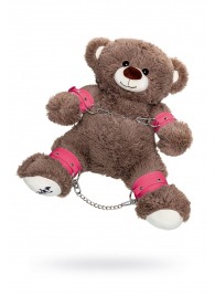 Бондажный набор: бурый мишка с розовыми оковами и наручниками - Pecado - купить с доставкой в Сочи
