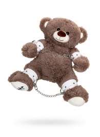 Бондажный набор: бурый мишка с белыми оковами и наручниками - Pecado - купить с доставкой в Сочи