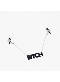 Зажимы на соски с кожаной подвеской Bitch - Crazy Handmade - купить с доставкой в Сочи