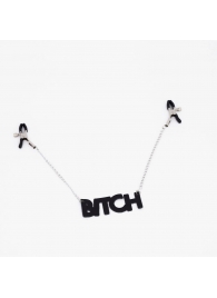 Зажимы на соски с кожаной подвеской Bitch - Crazy Handmade - купить с доставкой в Сочи