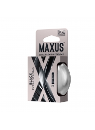 Черные утолщенные презервативы MAXUS Extra Strong с железным кейсом - 3 шт. - Maxus - купить с доставкой в Сочи