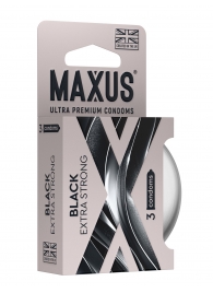 Черные утолщенные презервативы MAXUS Extra Strong с железным кейсом - 3 шт. - Maxus - купить с доставкой в Сочи