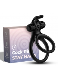 Черное эрекционное виброкольцо с подхватом мошонки Stay Hard - Boys of Toys - в Сочи купить с доставкой