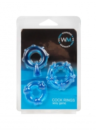 Набор из 3 синих эрекционных колец с различным рельефом - Erowoman-Eroman - в Сочи купить с доставкой