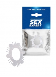 Эластичное эрекционное кольцо с шипиками и шариками - Sex Expert - в Сочи купить с доставкой