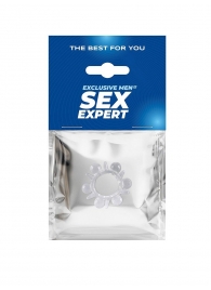 Прозрачное эрекционное кольцо с шариками и шипами - Sex Expert - в Сочи купить с доставкой