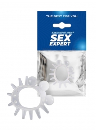 Эластичное эрекционное кольцо с шариками и лучами - Sex Expert - в Сочи купить с доставкой