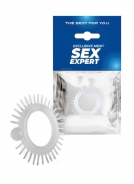 Эластичное эрекционное кольцо с шипиками и шариком - Sex Expert - в Сочи купить с доставкой